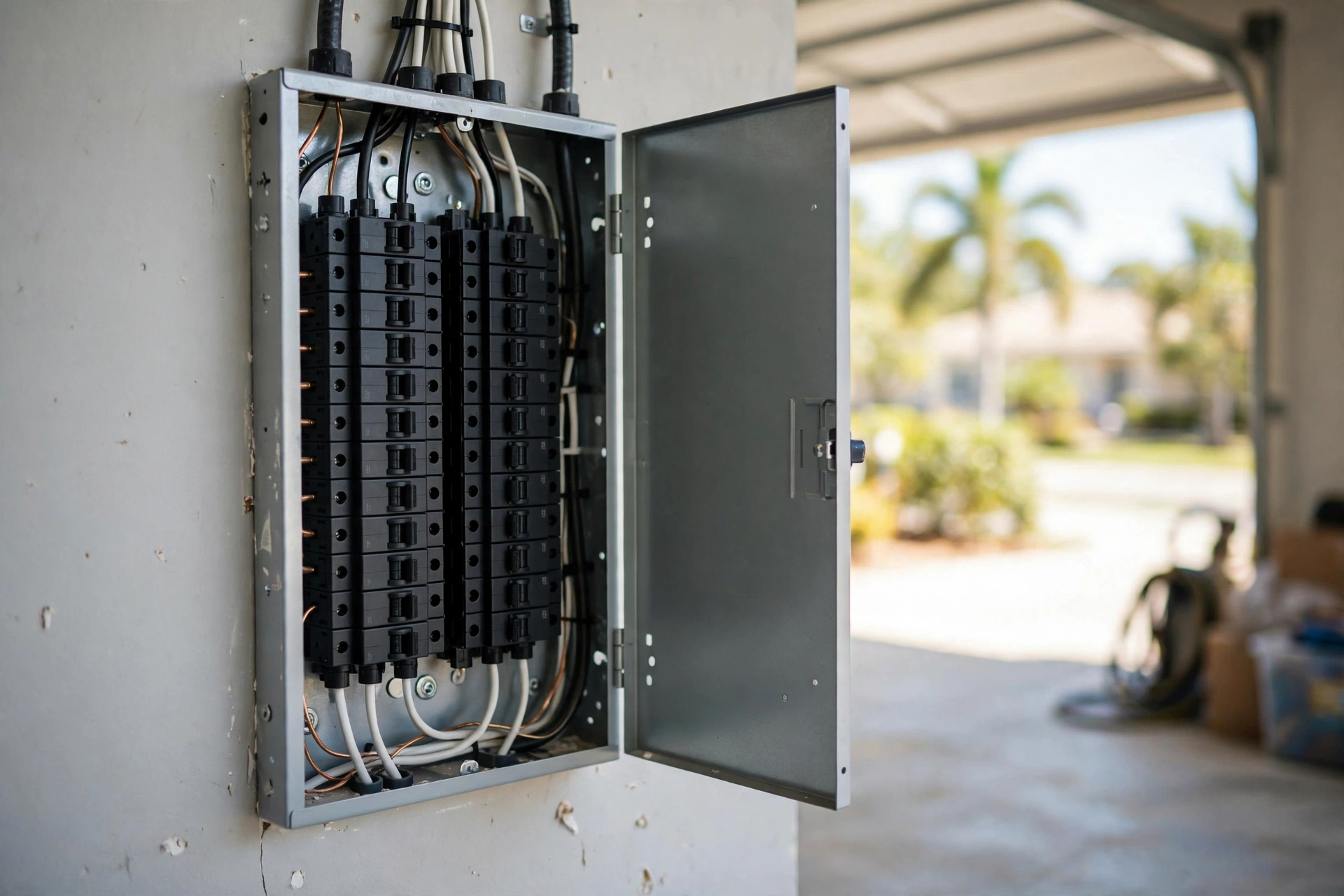 Illustration of a new residential electrical panel replacement