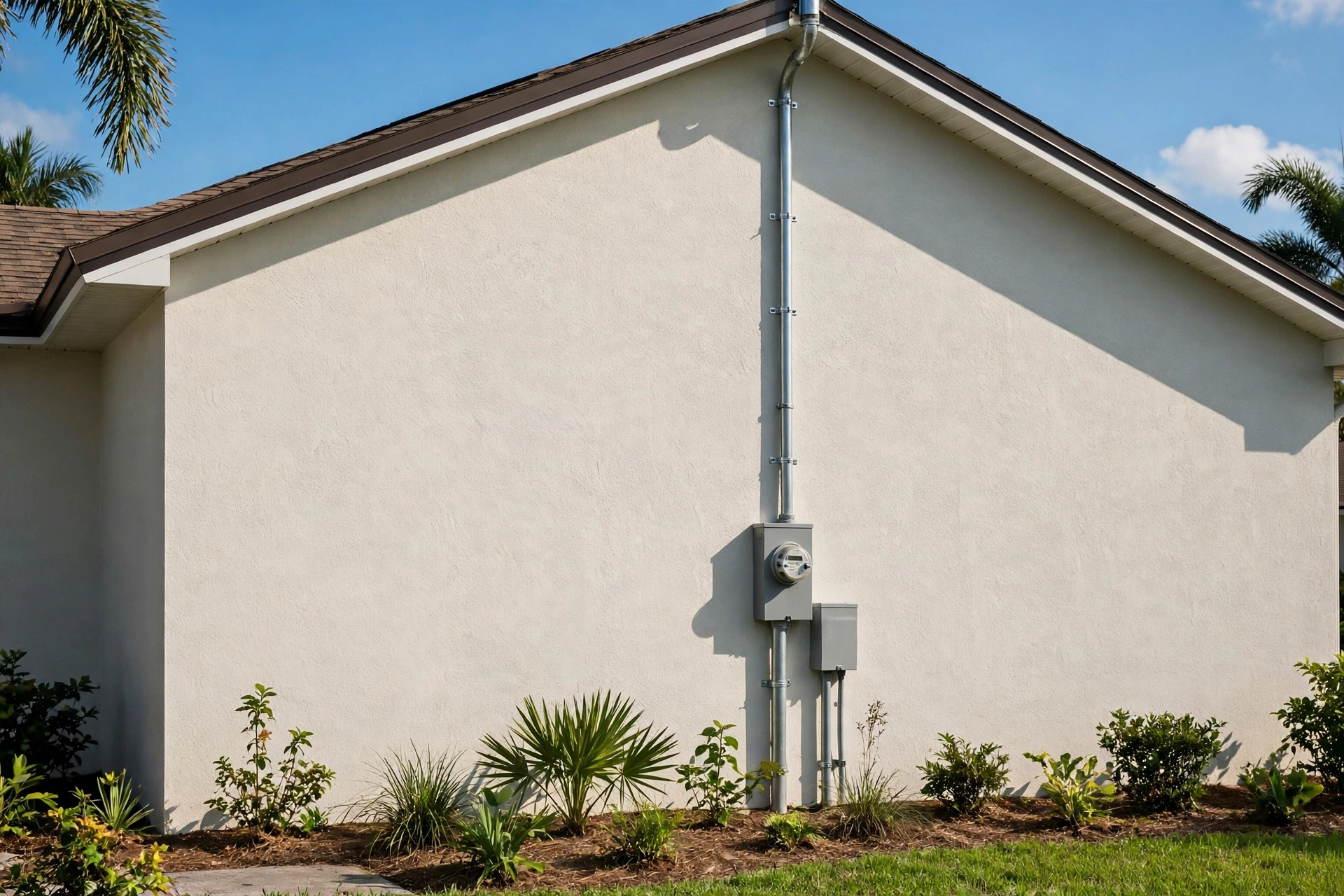 Illustration of an outdoor electric meter and service mast for a 200 amp service upgrade